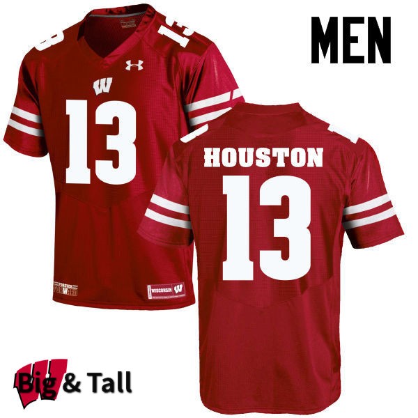 Wisconsin Badgers Men's #13 Bart Houston NCAA Under Armour Authentic Red Big & Tall College Stitched Football Jersey QM40J21RF